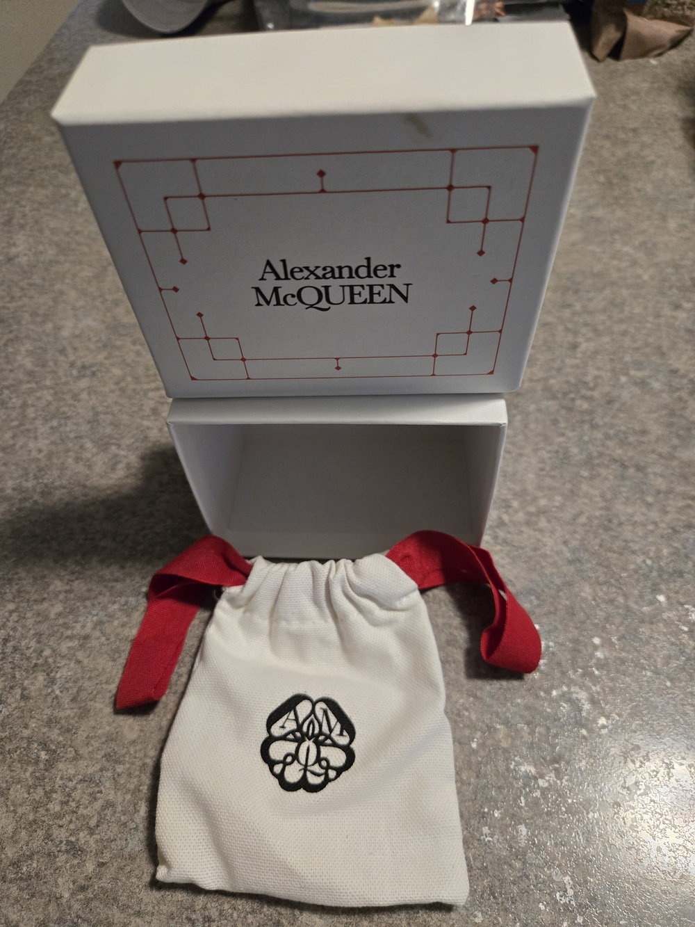 Alexander McQueen White Pouch with Red Ribbon Tie